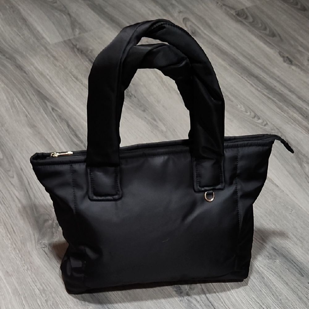 Black Puffer Twisted Handle LG Tote Bag